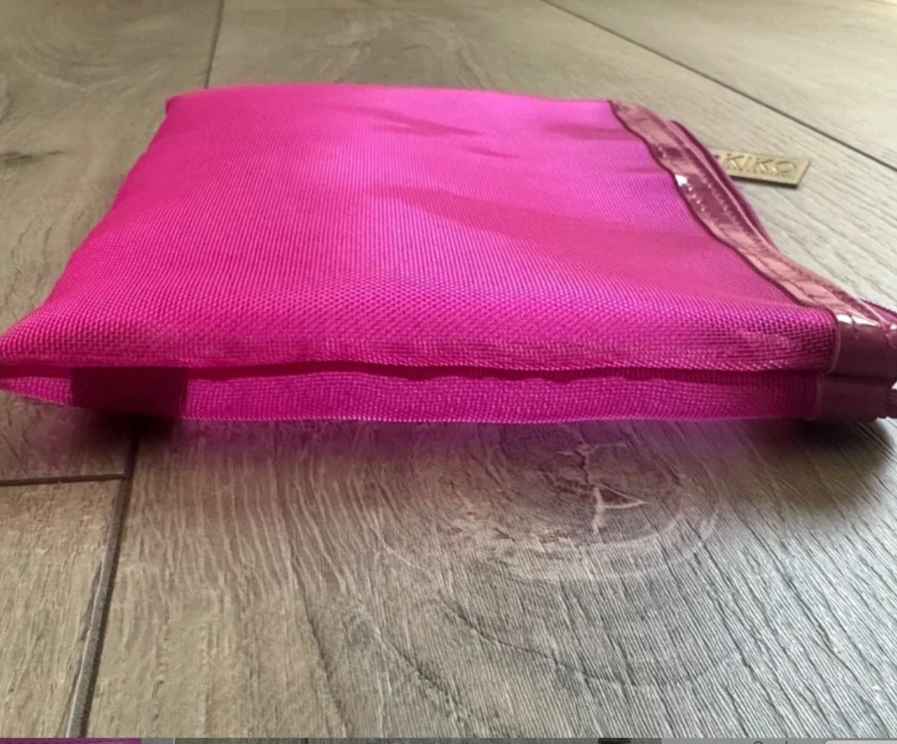 Pochette Kiko rosa fuchsia transparente en plástico tejido - 13,5 X 19cm – photo 3